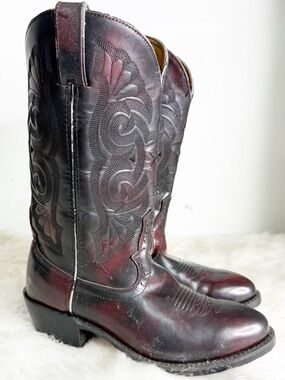 Wolf Industrial Leather Western Cowboy Boots Burgundy Men’s 7.5 D